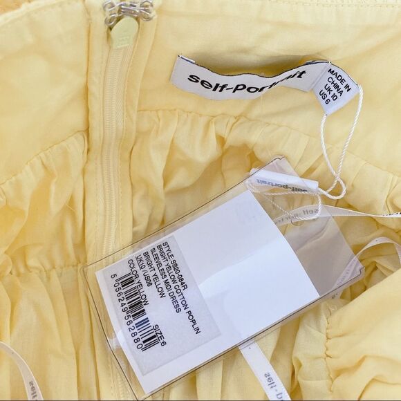 Self-Portrait Bright Yellow Cotton Poplin Sleeveless Midi Dress US6 - Picture 11 of 12